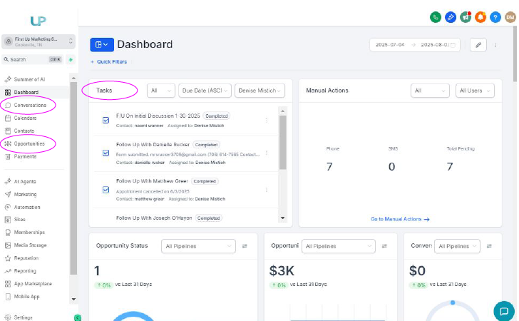 FirstUp CRM Dashboard